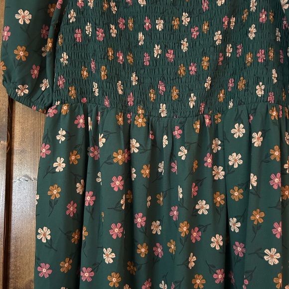 Modcloth Princess Highway green flowers floral dress UK 14/ US 10 NWT smocked - Picture 3 of 6